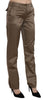 Brown Cotton Mid Waist Straight Pants