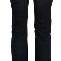 Blue Washed Mid Waist Straight Denim Pants