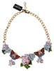 Gold Crystal Ortensia Floral Butterfly Chain Necklace