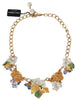 Gold Crystal Ortensia Floral Butterfly Chain Necklace