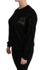 Black Cashmere Floral Lace Cutout Sweater