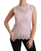 Pink Lace Sleeveless Tank Blouse Cotton Top