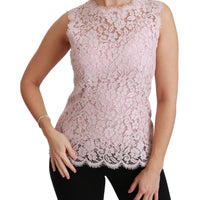 Pink Lace Sleeveless Tank Blouse Cotton Top