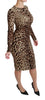 Brown Leopard Bodycon Silk Dress