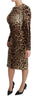 Brown Leopard Bodycon Silk Dress