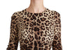 Brown Leopard Bodycon Silk Dress