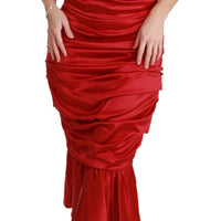 Red Silk Stretch Mermaid Bodycon Dress