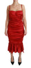 Red Silk Stretch Mermaid Bodycon Dress