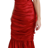 Red Silk Stretch Mermaid Bodycon Dress