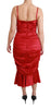 Red Silk Stretch Mermaid Bodycon Dress