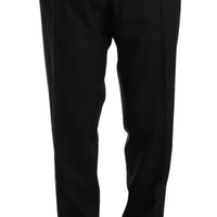 Black Wool One Button Slim Martini Suit