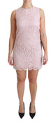 Pink Floral Lace Shift Gown Mini Dress