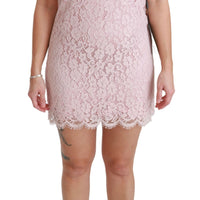 Pink Floral Lace Shift Gown Mini Dress