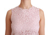 Pink Floral Lace Shift Gown Mini Dress