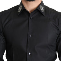 Black Crystal Embellished GOLD Dress Shirt