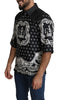 Black Bandana Print Silk Men Casual Shirt