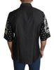 Black Bandana Print Silk Men Casual Shirt