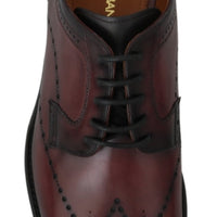 Bordeaux Leather Derby Formal Brogue Shoes