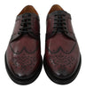 Bordeaux Leather Derby Formal Brogue Shoes