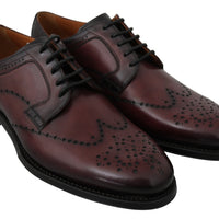 Bordeaux Leather Derby Formal Brogue Shoes