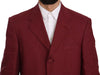 Two Piece 3 Button Bordeaux Linen Solid Suit