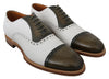 Brown White Leather Derby Brogue Shoes