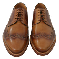 Brown Leather Derby Formal Brogue Shoes