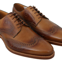 Brown Leather Derby Formal Brogue Shoes