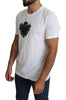 White Crown Embellished Men Top  Cotton T-shirt