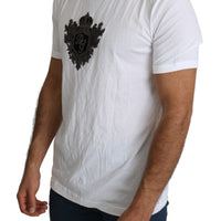 White Crown Embellished Men Top  Cotton T-shirt