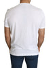 White Crown Embellished Men Top  Cotton T-shirt