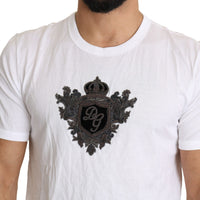 White Crown Embellished Men Top  Cotton T-shirt