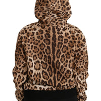 Brown Hooded Studded Ayers Leopard Sweater