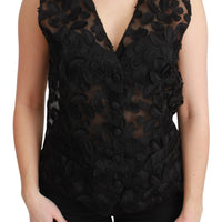 Black Floral Brocade Top Gilet Waistcoat