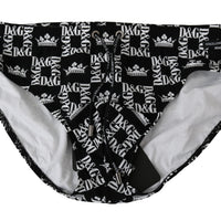 Black DG Logo Beachwear Briefs Nylon Swimwear