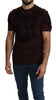 Brown Floral Motif Logo Print Cotton T-shirt