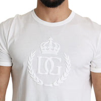 White Embossed Logo Print Cotton Jersey T-shirt