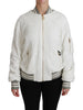 White Lace Full Zip Bomber Coat Cotton Jacket