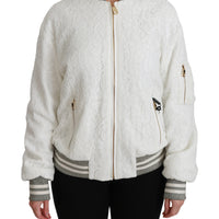 White Lace Full Zip Bomber Coat Cotton Jacket