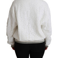 White Lace Full Zip Bomber Coat Cotton Jacket