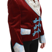 Red Velvet Baroque Crystal Blazer Jacket