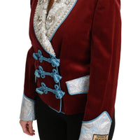 Red Velvet Baroque Crystal Blazer Jacket