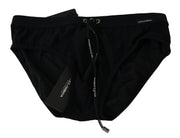 Black Beachwear Briefs  Nylon Stretch Swimwear