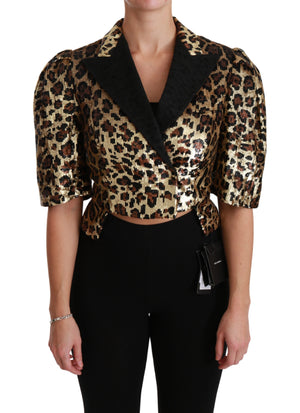 Blazer Gold Leopard Sequined Jacket