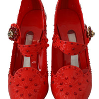 Red Floral Crystal CINDERELLA Heels Shoes