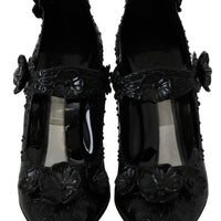 Black Floral Crystal CINDERELLA Heels Shoes