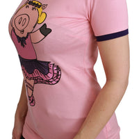 Pink YEAR OF THE PIG Top Cotton T-shirt