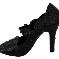 Black Floral Crystal CINDERELLA Heels Shoes