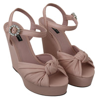 Pink Crystal Wedge Leather Sandals Shoes