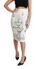 Green Fairy Tale Print Stretch White Skirt